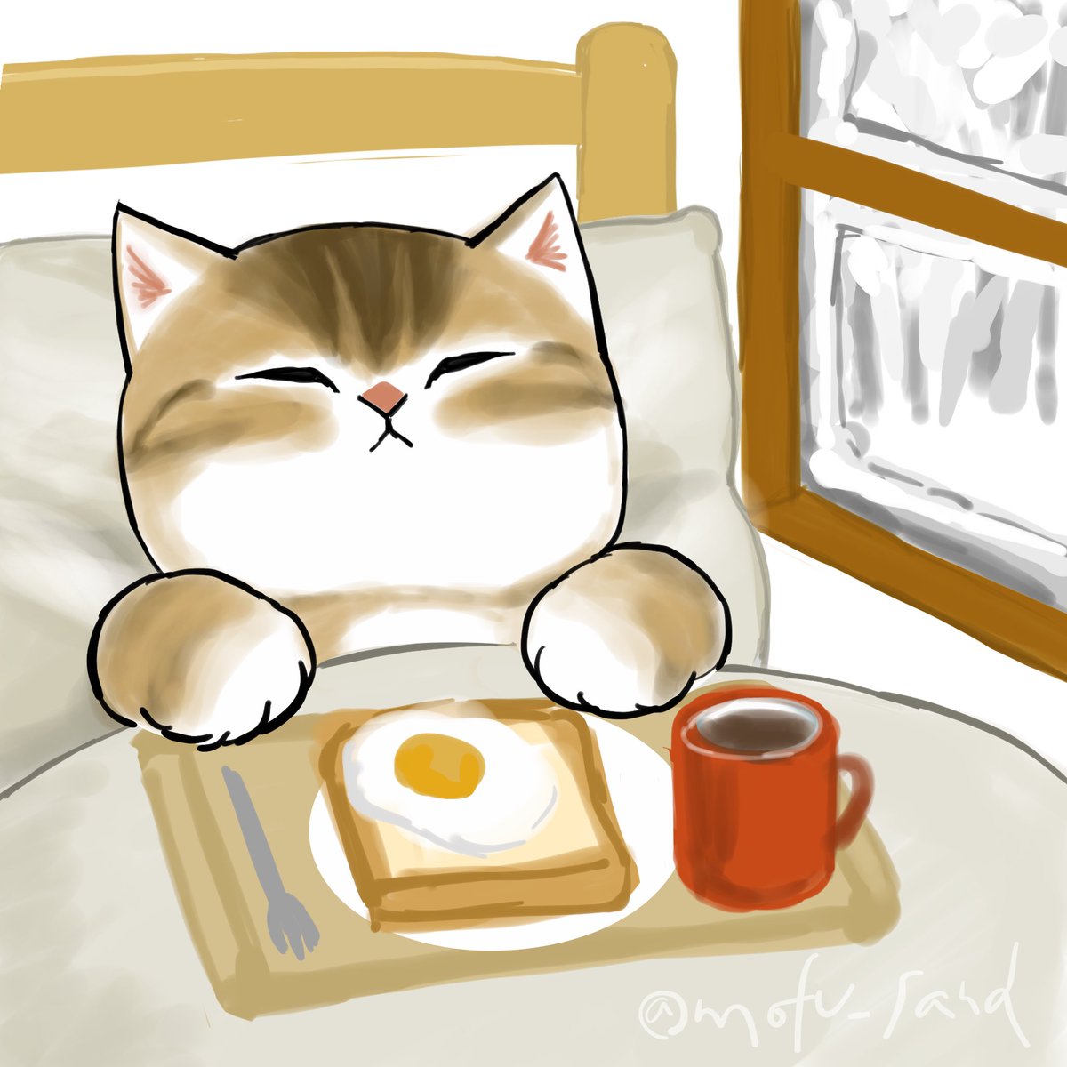 no humans animal focus cat fried egg food twitter username egg (food)  illustration images