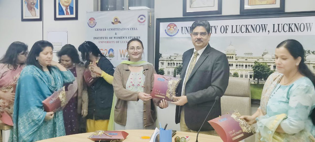 lkouniv's tweet photo. In line with the goals of India's glorious G20 presidency, the University of Lucknow today celebrated, honoured and facilitated W20, i.e. 20 powerhouse women of the University family. Thank you for your untiring services!
@g20org https://t.co/ylfvJmuZM6