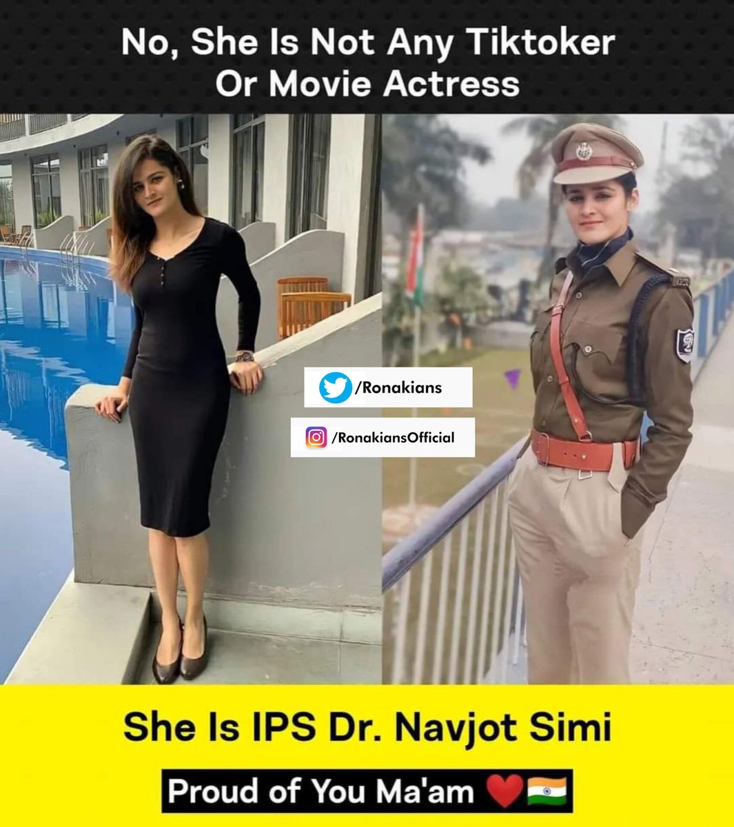 ronakians's tweet photo. No, She is Not Any Tiktoter or movie actress.....

She is IPS Dr. Navjot Simi
Proud of you ma'am
🇮🇳🇮🇳🇮🇳🙏🙏🇮🇳🇮🇳🇮🇳
#navjotsimi #ips https://t.co/MwQBXJiLcX