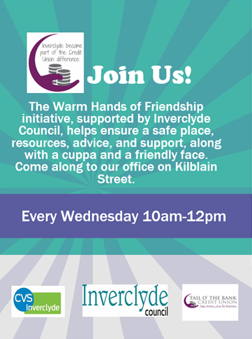 From Wednesday 22nd February! #warmhandsoffriendship #inverclydecouncil #inverclydelife #credituniondifference