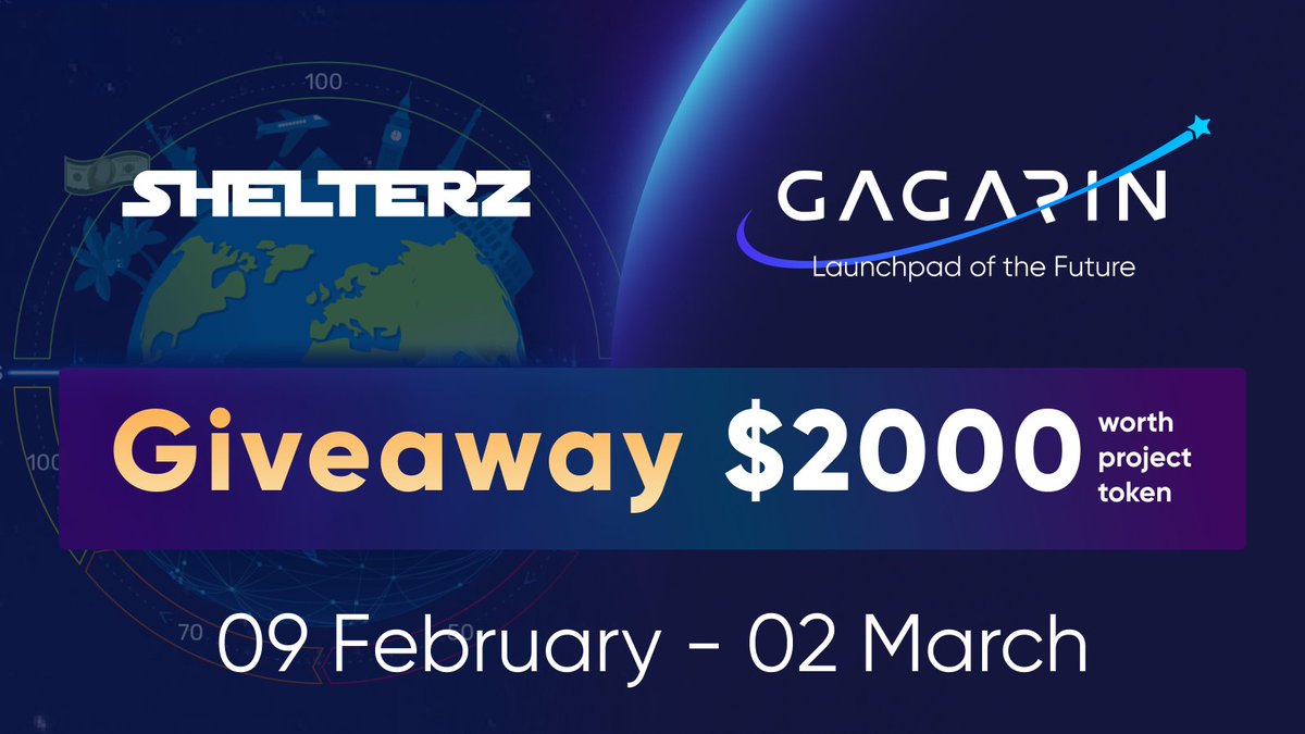 GAGARIN_World's tweet photo. 💥On the occasion of the @HotelsShelter  on 
@GAGARIN_World- $2000 #giveaway! 

🎁 2000$ worth $TERZ
🏆50 winners 

✅ Like, RT &amp; Tag 3 Friends
✅ Complete #Sweepwidget
https://t.co/umOT3yn0nT

#BSC #GGR #GAGARIN #Crypto #Web3 #Shelterz  #gleam https://t.co/RBHCOvivfS