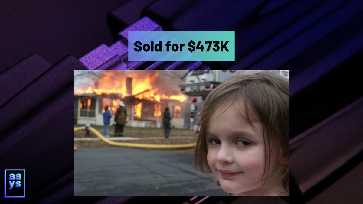 AAYS_NFT's tweet photo. This iconic meme has set the internet on fire in 2005 🔥
With her devilish smirk Zoe Roth aka "Disaster Girl" became part of history at only 4yo.
The original photo was sold for $473K as an NFT by Disaster Girl herself.
Follow us for more Web3 Culture 🌐
#AAYS #NFTCommunity https://t.co/72tnvL6okF