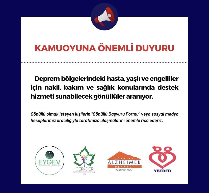 Faruk Yaşar Gürdal (@farukgurdal) on Twitter photo 1) Deprem bölgelerinden sağ çıkarılan Yaşlılarımız güvenli bölgelere taşınıyor <a href="/tcailesosyal/">T.C. Aile ve Sosyal Hizmetler Bakanlığı</a> bakanlığımızın koordinesinde onlara bakım ve psikososyal destek ermek için Gerontologlardan ve sağlık profesyonellerinden oluşan gönüllü ordumuz ile en iyi bildiğimiz işi yapmaya hazırız. 1) Deprem bölgelerinden sağ çıkarılan Yaşlılarımız güvenli bölgelere taşınıyor <a href="/tcailesosyal/">T.C. Aile ve Sosyal Hizmetler Bakanlığı</a> bakanlığımızın koordinesinde onlara bakım ve psikososyal destek ermek için Gerontologlardan ve sağlık profesyonellerinden oluşan gönüllü ordumuz ile en iyi bildiğimiz işi yapmaya hazırız.