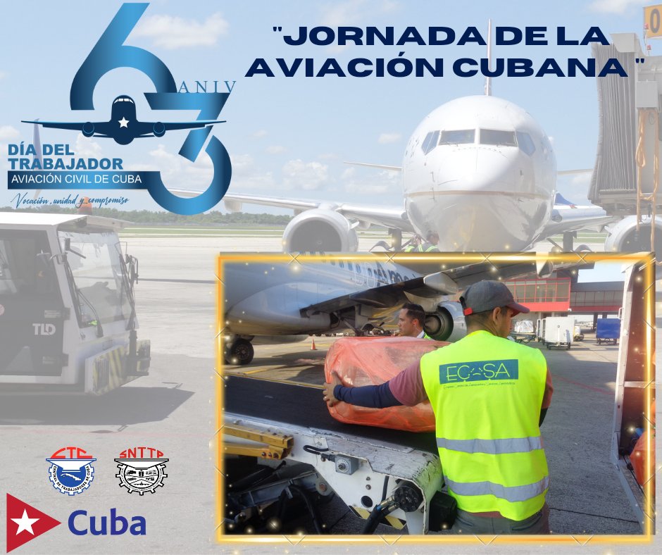 La Jornada de homenaje por el Día del Trabajador de la Aviación Civil de Cuba, es marco propicio para dignificar a quienes a diario desempeñan su quehacer y contribuyen a elevar con profesionalidad la calidad de los servicios.
#AviaciónCubana
#VocaciónUnidadCompromiso