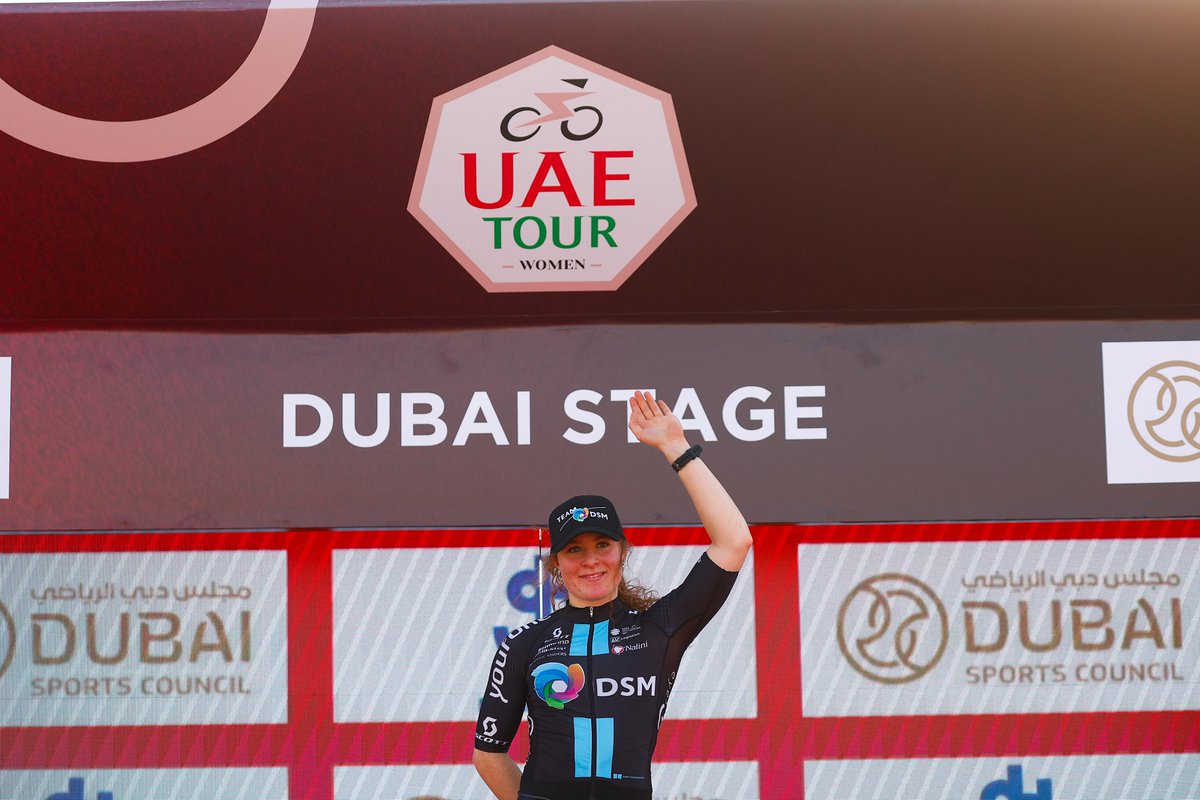 picnicpostnl's tweet photo. It feels great to be back on the top step again with our Women's program in our Royal @DSM colours ๐๐ฏ
#KeepChallenging #PerformanceThroughNutrition #UAETourWomen https://t.co/3huJjduetr