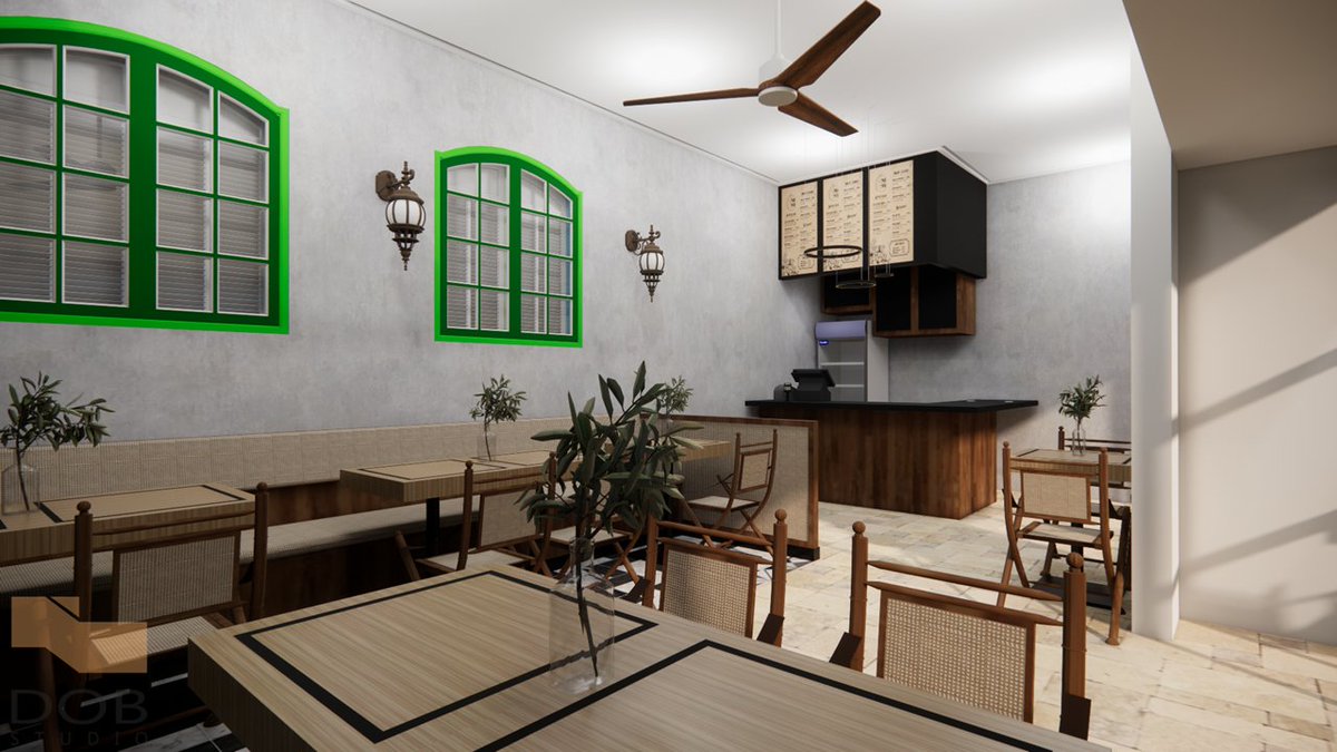 DobStudio_8's tweet photo. Evening D'Nids!
indonesia colonial concept caffe, Happen when the netherland visit indonesia they adjust their architecture style to function in tropical climate.
Tips, add wall wash on wall, hanging fan, and use monochrome colors.
#dobstudio #design #architecture #colonialism https://t.co/GgUBPknsze