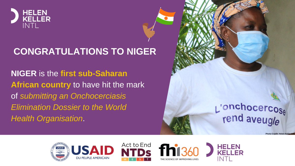 Niger has just submitted their elimination dossier to @WHO! If approved, the country would become the first sub-Saharan African nation to eliminate #onchocerciasis. #BeatNTDs @USAID @USAIDGH @HelenKellerIntl