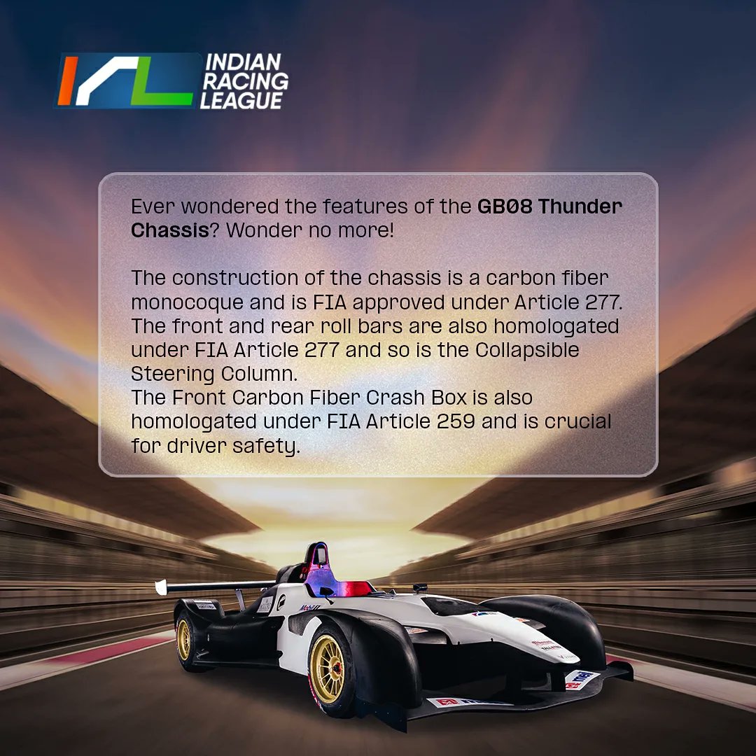 Irlofficial1's tweet photo. Want to know more about the technicalities of the Wolf Racing GB08 Thunder cars that set the track alight at IRL, here’s something you’d like to know…

#GearUpIndia #IndianRacingLeague 

#wolfracingcars #gb08thunder #gb08 #racingtrack #racingislife #fiaapproved #motorracing https://t.co/iOce4WdI5z