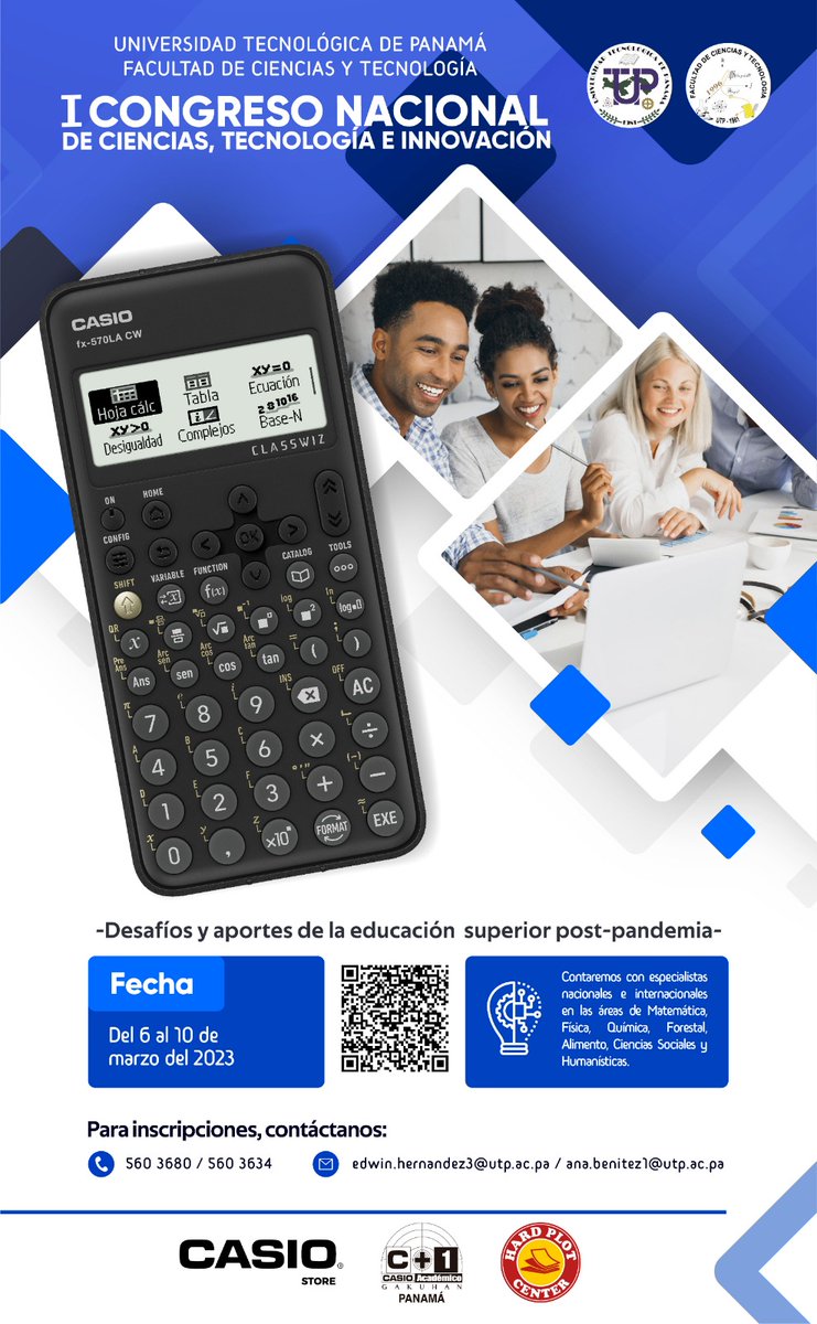 I CONGRESO NACIONAL DE CIENCIAS, TECNOLOGÍA E INNOVACIÓN - FACULTAD DE CIENCIAS Y TECNOLOGÍA. Desafio y aportes de la educación superior post-pandemia.
Del 6 al 10 de marzo de 2023.
<a href="/utppanama/">UTP Panamá</a>