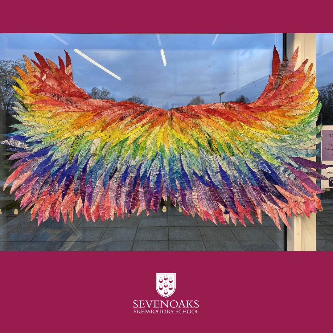 The theme of Children's Mental Health Week 2023 is ‘Let’s Connect’.  We connected creatively and created a whole school art piece with all year groups from Nursery to Year 8, decorating feathers to form a rainbow wings mural, it has been a fantastic way to join together.