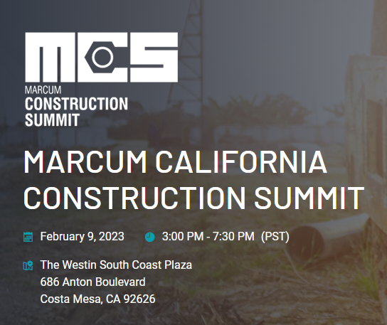 ABCSOCAL1's tweet photo. Join us at the @MarcumLLP Construction Summit today in Costa Mesa! The event is dedicated to updating construction contractors, finance and accounting professionals on the economic state of the construction industry. Register @ https://t.co/XY0jBTwvna #ABCSoCal #ABCMeritShopProud https://t.co/gH1BQr6gbj