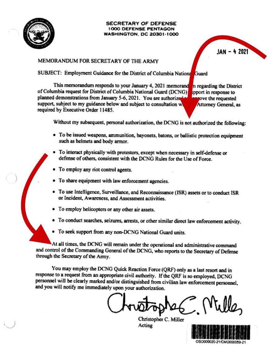 TonyHussein4's tweet photo. In November 2020, Christopher Miller was appointed by former president Trump to be the acting Secretary of Defense, just two months before the Capitol riot. He disarmed D.C. National Guard 48 hours before the fascist assault on the U.S. Capitol. https://t.co/l243INQfUM
