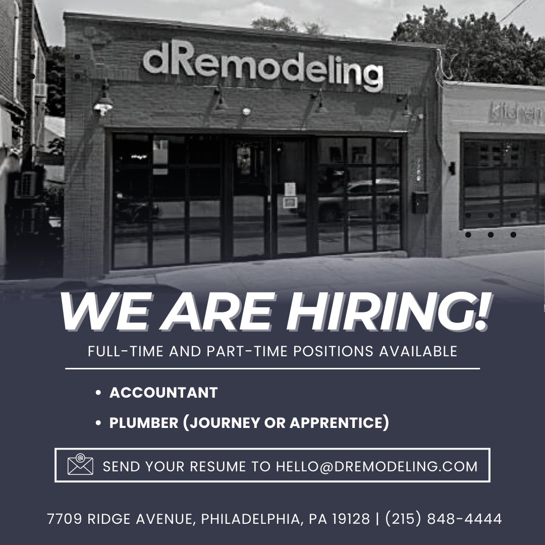 WE ARE #HIRING ❕

POSITIONS AVAILABLE:
- Accountant (Full-Time or Part-time)
zcu.io/B4ws 
- Plumber (Journey or Apprentice - Full-Time)
zcu.io/vbKM 

#hiring #jobs #philly #phillyjobs #philadelphia #plumber #accountant x.com/messages/compo…