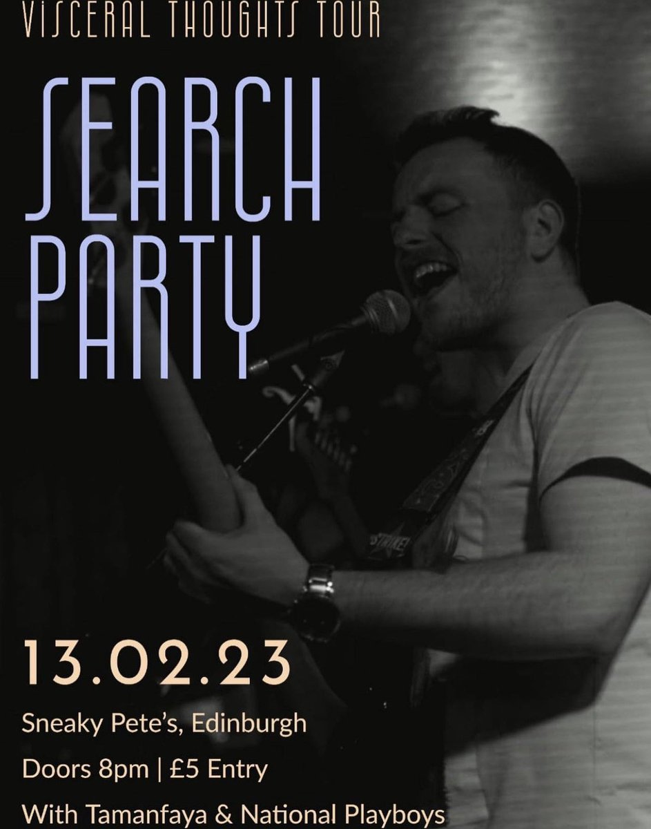 Tamanfayaband's tweet photo. Monday night we are playing @sneakypetesclub in Edinburgh. Tickets are just a fiver. Click link to get yours https://t.co/khq9QsZo3E https://t.co/DU4f7wCDCn