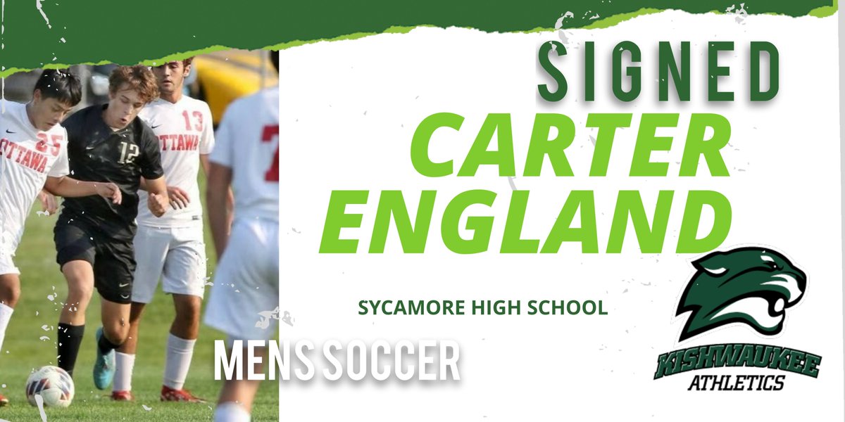 Announcing one more signee today for the Mens Soccer Program ... Welcome Carter England, Defender - Sycamore HS, to the Kougars Family! 👏 #KishFam ⚽️