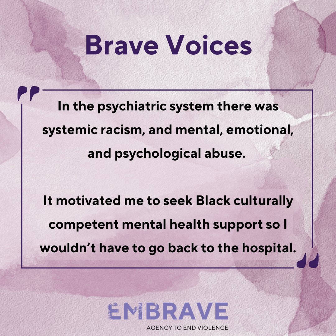 Embrave's BraveSpaces Program focuses on systemic violence faced by survivors of GBV in the criminal justice & police system, psychiatry & mental health system, & systemic violence experienced by sex workers
#BlackHistoryMonth #Police #MentalHealth #SexWork #SystemicViolence #GBV