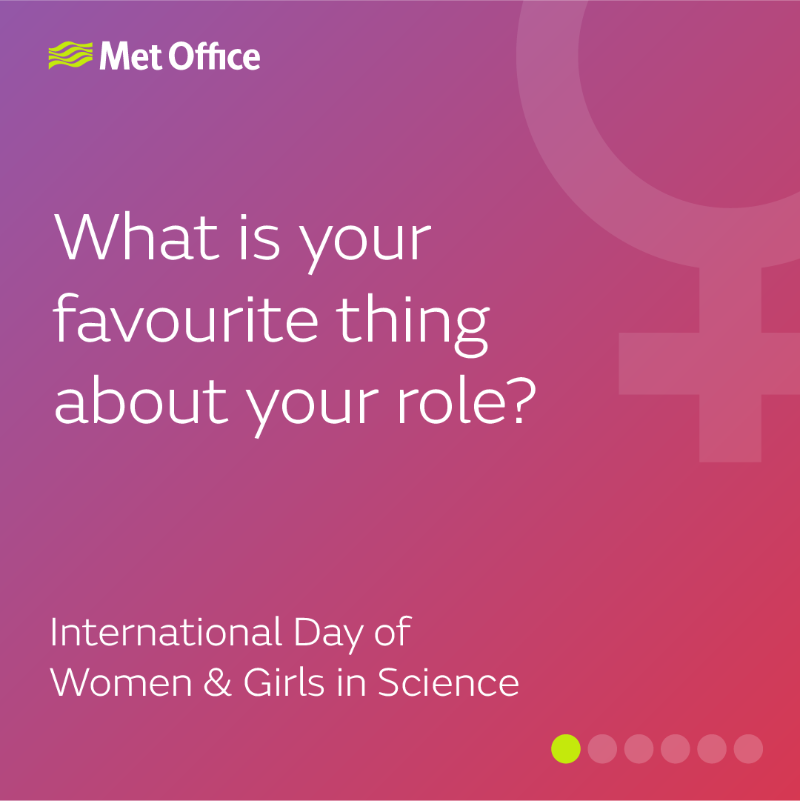MetOffice_Sci's tweet photo. We asked #WomenInScience at the @metoffice what their favourite thing about their role was. 

Scroll through the slides to see what they said ⬇️ 
 
@WomenScienceDay #February11