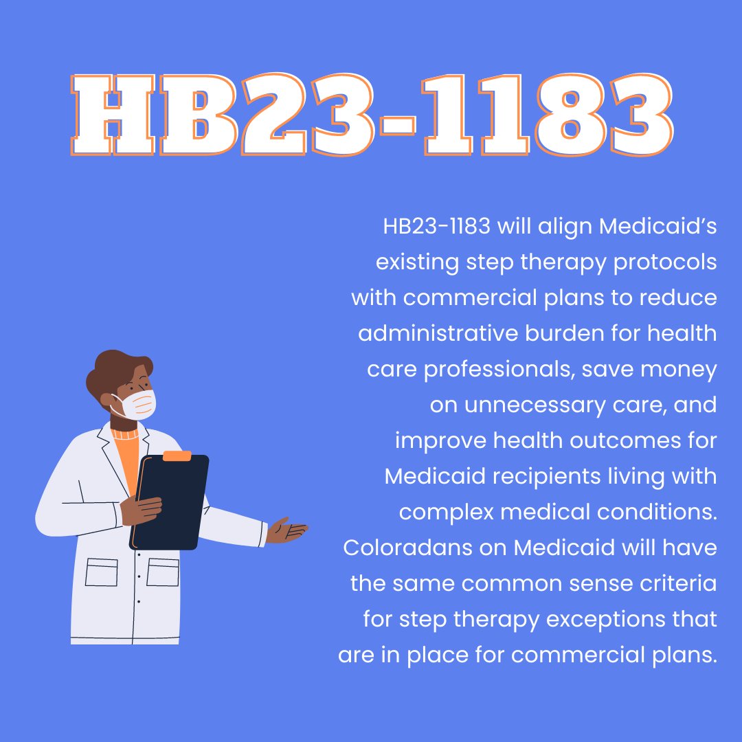 Thanks @EmilyForCO @ImanforColorado for introducing HB23-1183, which will align Medicaid’s #steptherapy criteria w/ commercial plans to reduce administrative burden for health care providers, save money on unnecessary care, & improve health outcomes for consumers #coleg #cohealth