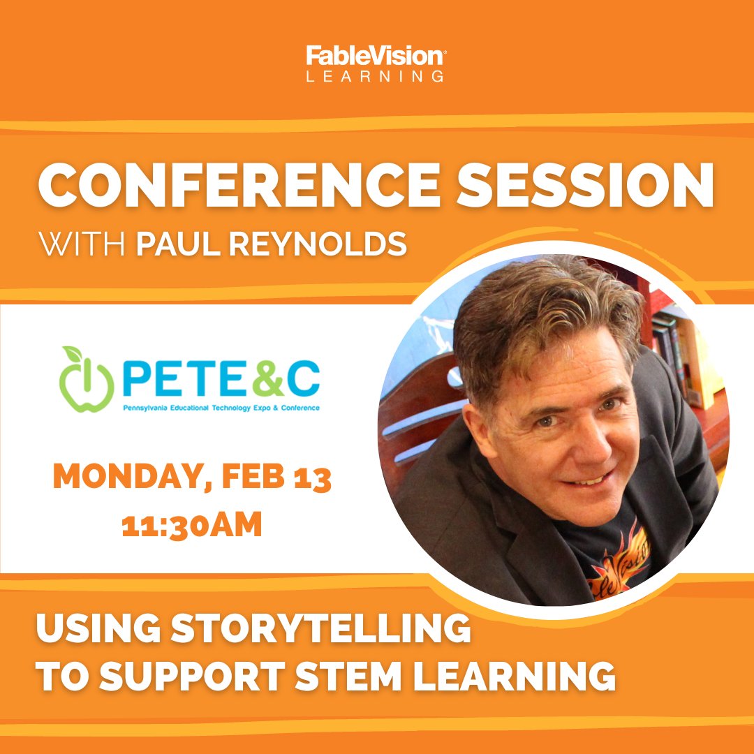FableLearn's tweet photo. NEXT WEEK-Come and say hello during @peteandc! Find FableVision Learning's @FablePaul and Andrea Calvin at our three upcoming sessions Monday Feb 13-14th:  https://t.co/JK9N6OcHxR https://t.co/oNcUfbXZyL
