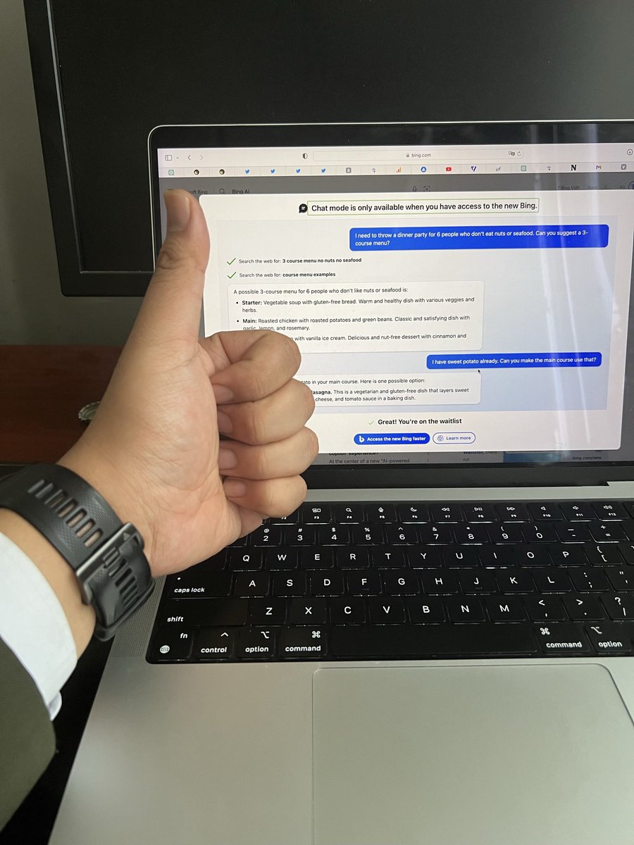 ThisIsTrungNam's tweet photo. Already in the waitlist of #Bing new combination of search engine and powerful AI ‘bot’ - #ChatGPT 🚀🚀🚀💪💪💪 https://t.co/lPgvT0N7Lq
