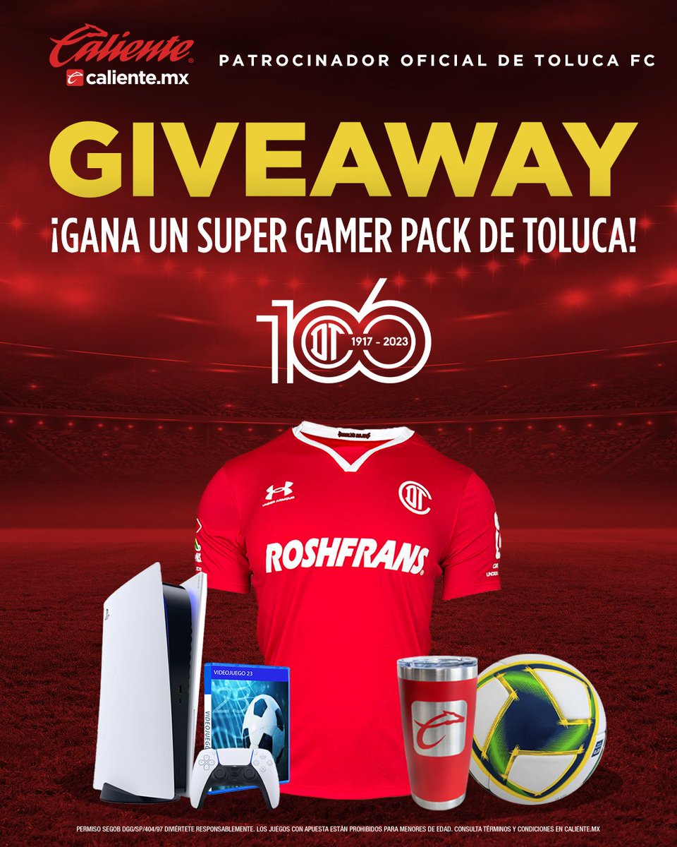 🚨👹 GIVEAWAY SUPER GAMER PACK DIABLO 👹🚨

GANA UN PS5, JERSEY FIRMADO,  VIDEOJUEGO 23, THERMO Y BALÓN. 😈👕🎮⚽️

1️⃣ Dale 🔁 y ❤️
2️⃣ Sigue a <a href="/calientesports/">Caliente Sports</a> en Twitter
3️⃣ Ingresa a este link y sigue las instrucciones: instagram.com/p/Coc3FBFJPqK/…
 
#MásAcciónMásDiversión🔥