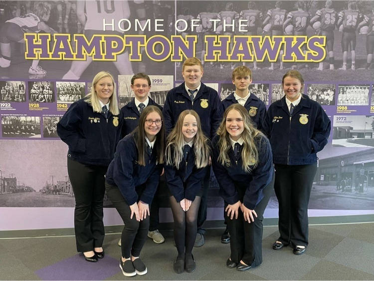 hamptonhawks1's tweet photo. 8 Seniors went through FFA  State Degree interviews yesterday in Central City.  They conquered!  All should receive their award at State FFA on March 31st. https://t.co/ZavCg2fbVj