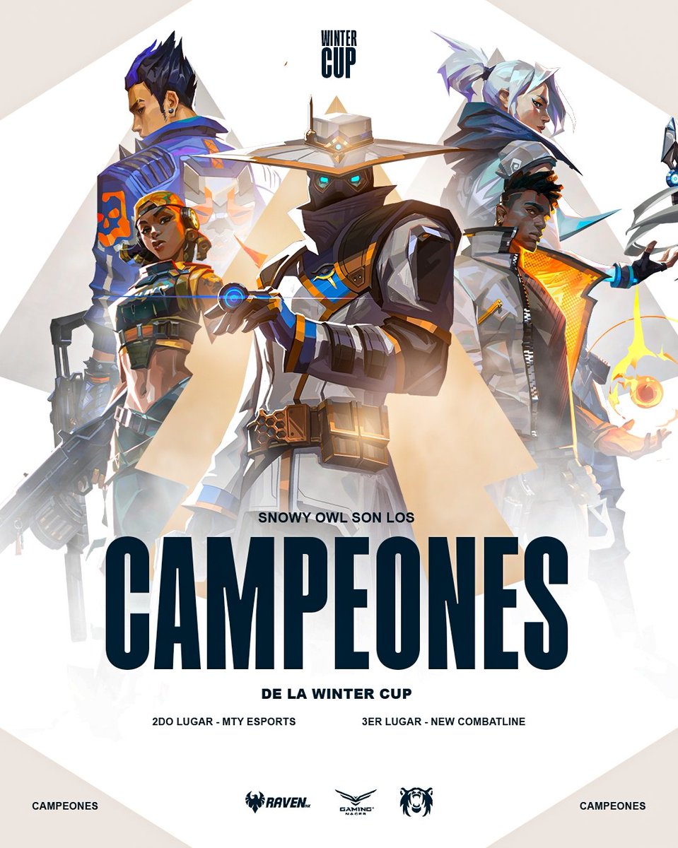 ALCEtv's tweet photo. 📣Conoce a los ganadores de la #eslawintercup
1° @Snowy_OwlsGG
2° @MtyEsports_
3° @NewCombatLine
¿Están listos para ver a estos equipos en la @VSC_Latam ?
#eslalatam #vsclatam #eslawintercup https://t.co/ubWDVqKIHV