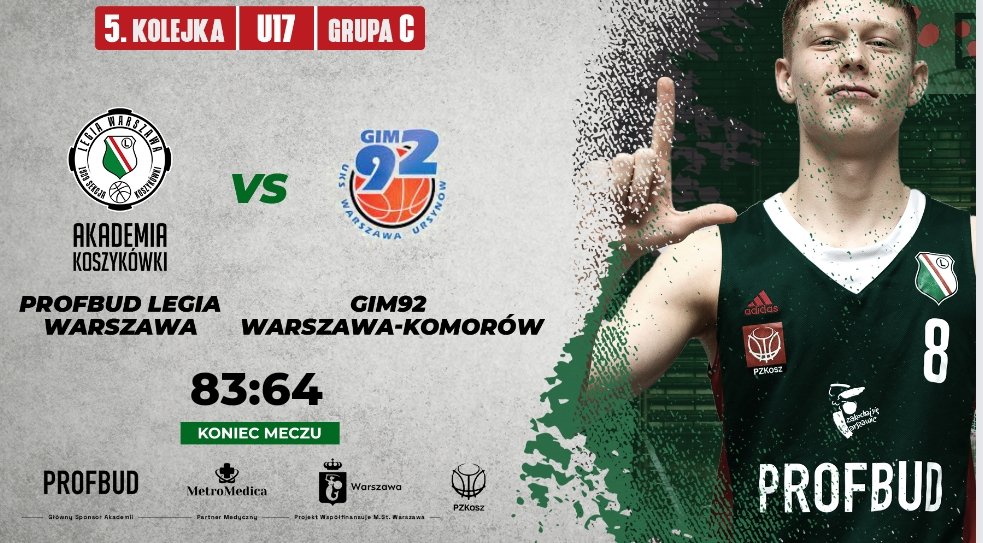 LWSK_Akademia's tweet photo. Na kolejkę przed końcem II etapu rywalizacji juniorzy Profbud Legii Warszawa zapewnili sobie 1️⃣ miejsce w strefie mazowieckiej rozgrywek U17 🏀👊💪🔝 https://t.co/Ny50Dgmlmj