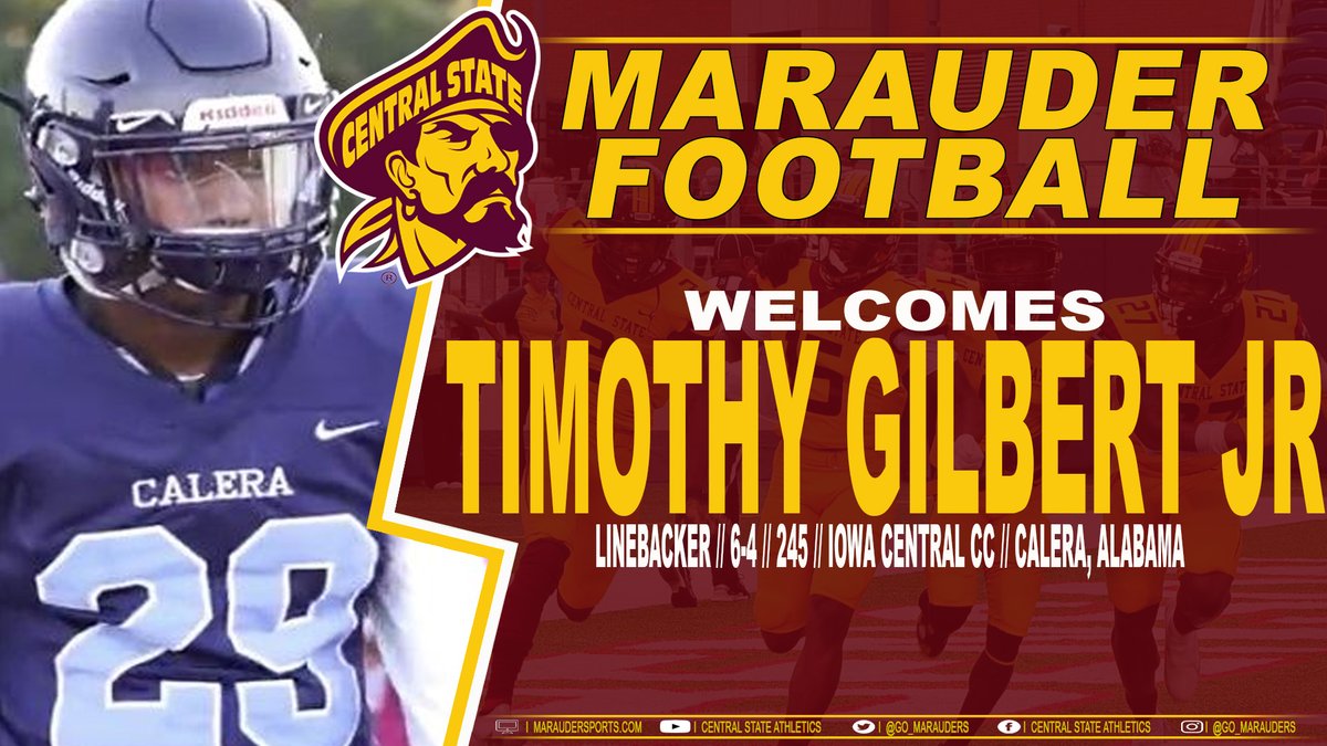 🏈CENTRAL STATE UNIVERSITY OFFICIALLY WELCOMES LINEBACKER TIMOTHY GILBERT, JR. TO THE MARAUDER FOOTBALL PROGRAM🏈

@centralstate87 <a href="/TheSIAC/">The SIAC</a> <a href="/NCAADII/">NCAA Division II</a> <a href="/StudentPres/">JackThomas</a> <a href="/CSU87Admissions/">CSU87Admissions</a> <a href="/daytonsports/">daytonsports</a> <a href="/xeniagazette/">Xenia Daily Gazette</a> <a href="/HBCUSports/">HBCU Sports</a> <a href="/boxtorow/">BOXTOROW MEDIA</a> <a href="/SportVoiceJW/">Jamie Walker 🤘🏾-HBCU Wired</a> <a href="/yardtalkhbcu/">yardtalkhbcu</a> <a href="/HBCUSports1/">HBCU Premier Sports & More</a>