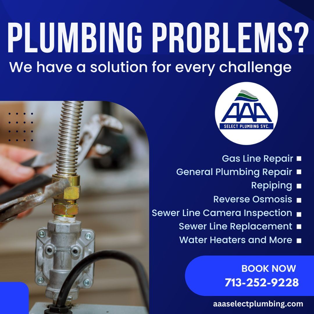 jpselectplumber's tweet photo. AAA Select Plumbing has a solution for every challenge. Visit our website or call 409-748-5136.  

https://t.co/r5hmAX5zth

#plumbingrepairgreenspoint #plumbingrepairhumble #plumbingrepairspringtx #plumbersaldine #plumbersatascocitatx #plumbershumbletx #plumberskingwoodtx https://t.co/mgGTChODvp