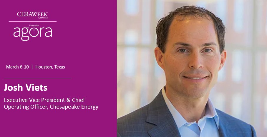 SPGEnergyOil's tweet image. Josh Viets, Executive Vice President &amp;amp; Chief Operating Officer of @Chesapeake, joins the remarkable community of #technologists, #investors, #thoughtleaders—all dedicated to creating new solutions for our energy future at #CWAgora #CERAWeek. Learn more: okt.to/i5Y4pC