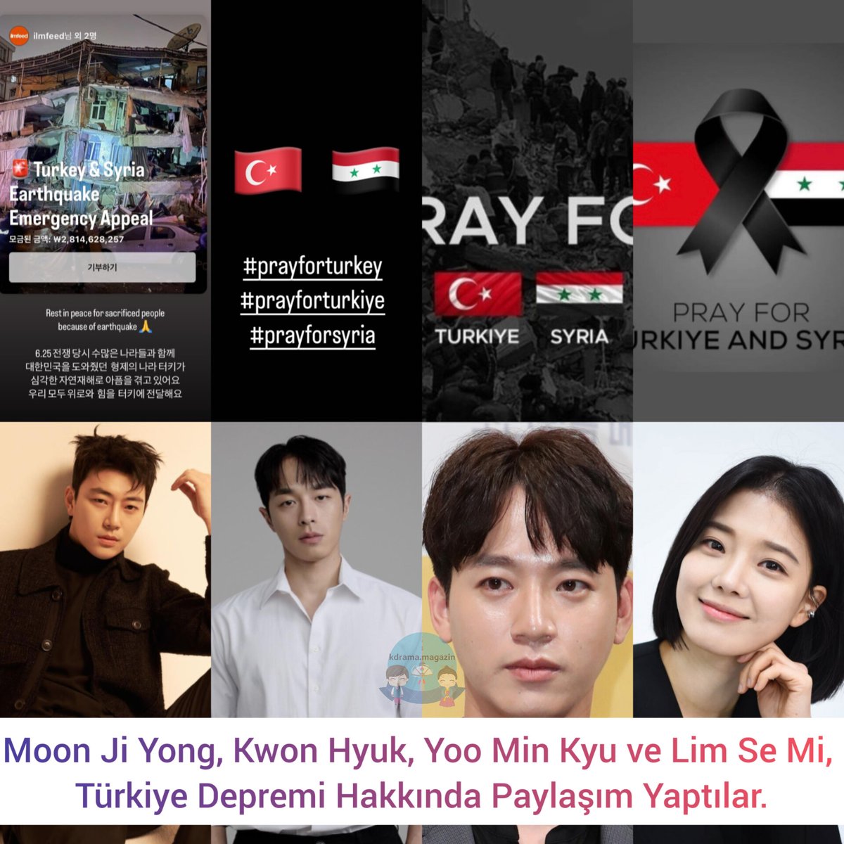 #MoonJiYong, #KwonHyuk, #YooMinKyu ve #LimSeMi, Türkiye Depremi Hakkında Paylaşım Yaptılar.