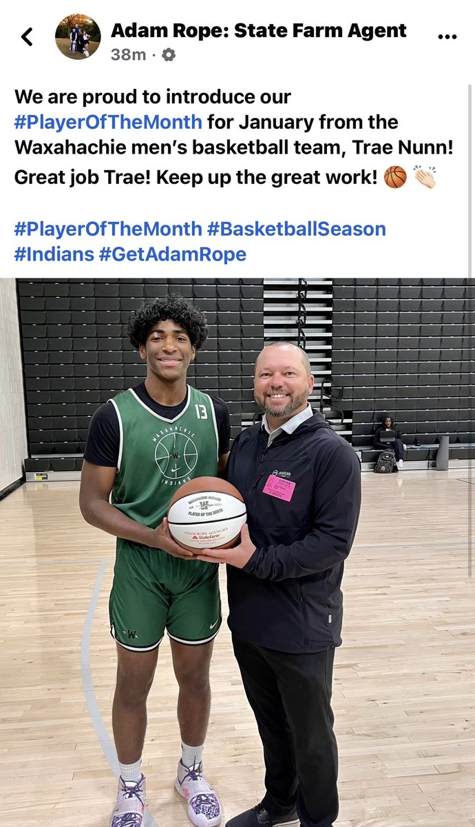 Our State Farm player of the month for January is <a href="/NunnTrae/">Trae Nunn</a> !  Thank you <a href="/RyanTimm14/">Ryan Timm</a> for acknowledging our guys!