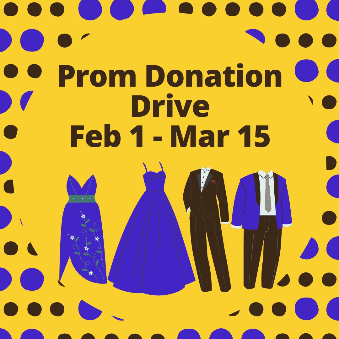 Got formalwear you don't need anymore? Donate your gowns and suits to us! For the next month, we'll be accepting your items at any library location. Everything will be dry cleaned and ready for prom. Teens will be able to pick items for wearing or to upcycle into something new!