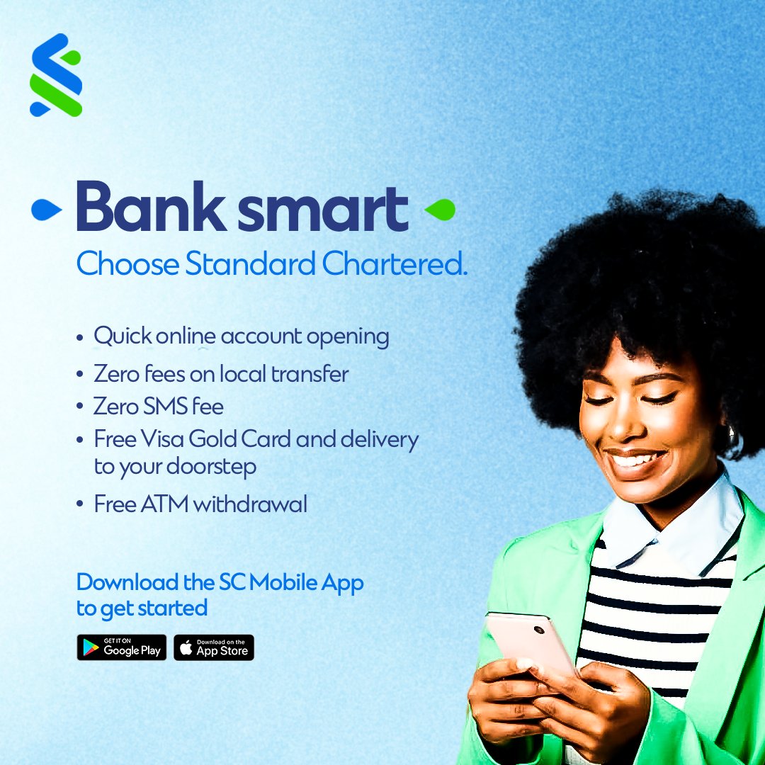 StanChartNG's tweet photo. Choose to bank smart and enjoy the various benefits that come with having a Standard Chartered account.
Download the SC Mobile App to get started now.
#SCMobileapp #DigitalBanking #Hereforgood #StanChartNG https://t.co/VTwsq0Z95K