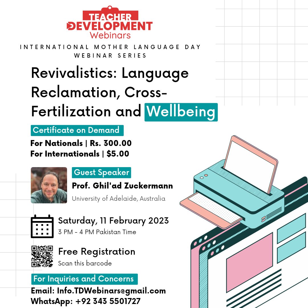 TDWebinars's tweet photo. Join us on
📆 February 11
⏰ 3PM Pakistan Time
✅ FREE REGISTRATION @TDWebinars with Prof. @GhiladZ

Registration Link: https://t.co/HUDLKcF39y
YouTube Link: https://t.co/IzsFmyLisT

#TDWebinars #Revivalistics #LanguageReclamation #InternationalMotherLanguageDay #WEBINAR https://t.co/kkhweu3DXp