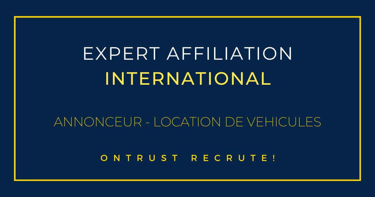 OnTrust's tweet photo. @OnTrust recrute un expert #affiliation international pour un annonceur de la location automobile. Contact : geoffroy.hanoteau@ontrust.fr https://t.co/nEYUgMZVpL