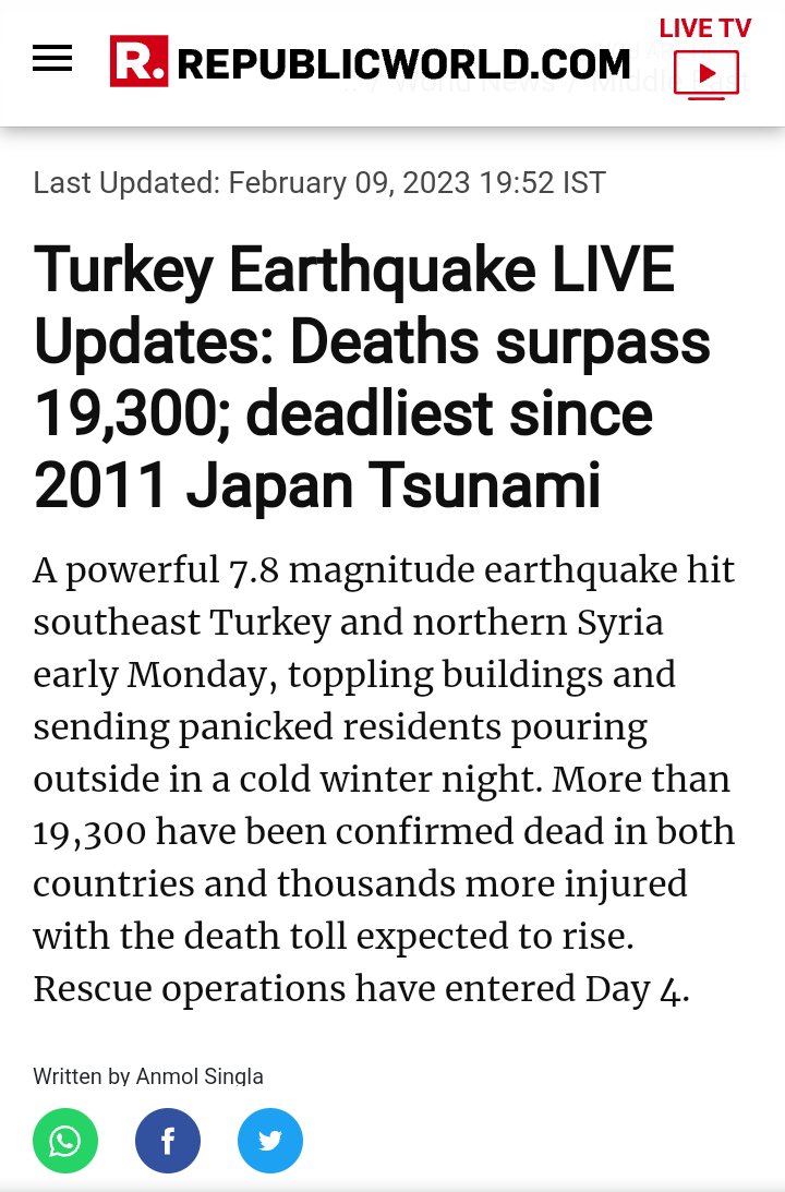 politicalawake's tweet photo. The Earthquake in Turkey officially becomes the deadliest Earthquake since Japan's 2011 Tōhoku earthquake &amp; tsunami 😦☹️😞
#TurkeySyriaEarthquake https://t.co/y2G8eb1BWu