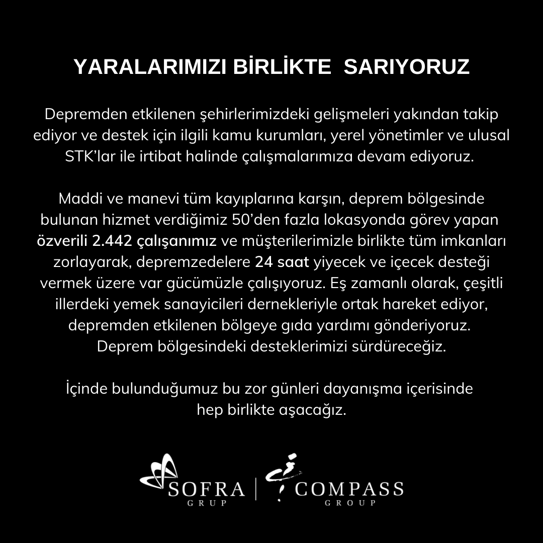 Sofra_Grup's tweet photo. YARALARIMIZI BİRLİKTE SARIYORUZ https://t.co/vsrFThIWJd