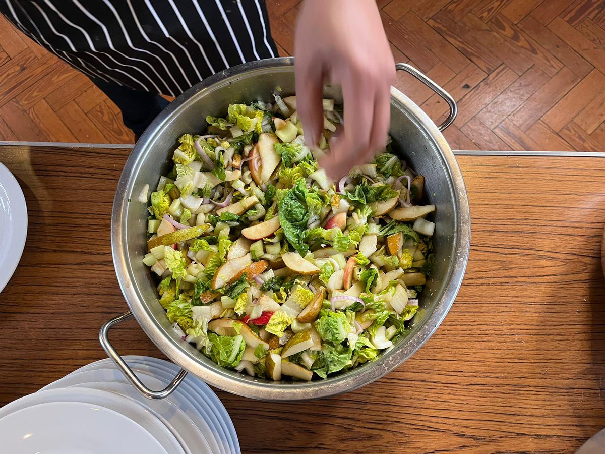 Oriental chicken wings, cous cous and Waldorf salad on the menu. Yum! 🥗🥬