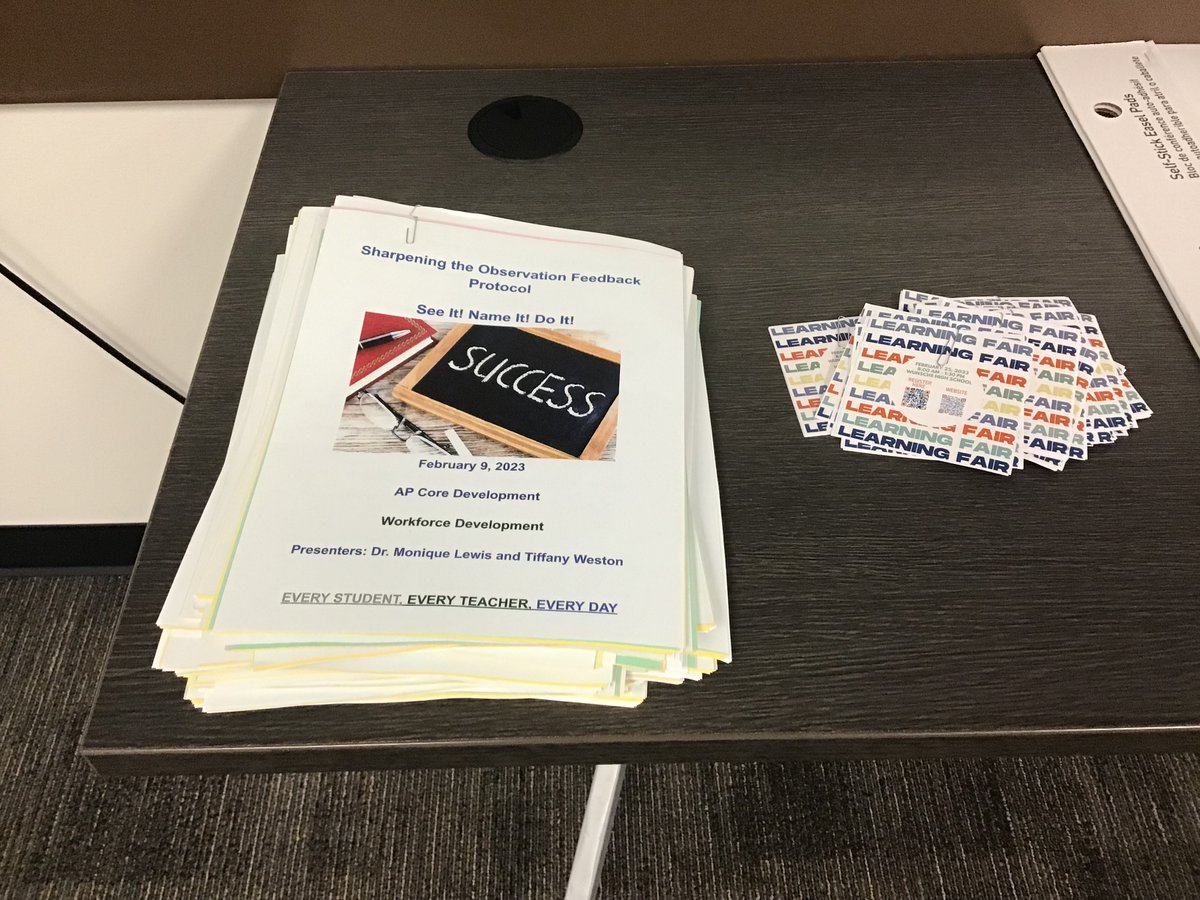SISD_Transform's tweet photo. Dr. Harris and Dr. Lewis preparing to facilitate a great learning session for the assistant principals--Sharpening the Observation Feedback Protocol: See It, Name It, Do It.✔️#APCore #WeBelieveInSpring #TogetherWeWill #LearningOutcomes @LaTracyHarris @moniqueslewis https://t.co/8mhQ8PJzuw