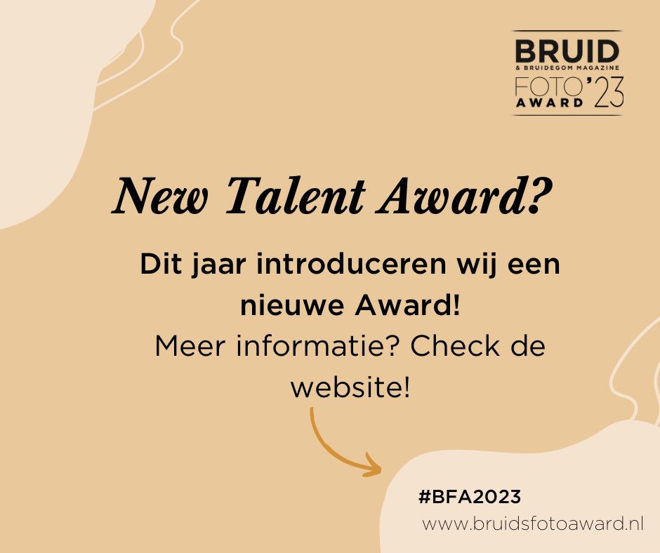 Ken jij de New Talent Award al? Je maakt automatisch kans als je in een van de categorieën meedoet en als je korter als 3 jaar actief bent als bruidsfotograaf. Dus aanmelden maar, dit kan tot en met 28 februari. 😃
> bruidsfotoaward.nl

#bruidsfotoaward2023 #bruidsfotografie