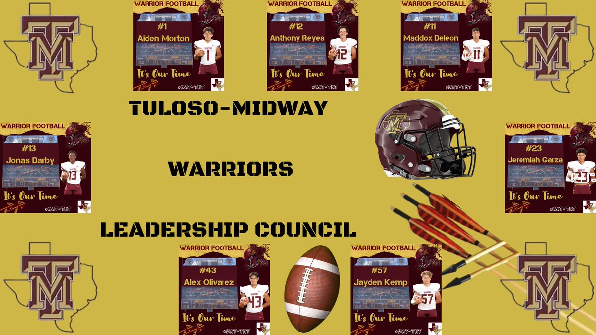 Congratulations to our Leadership Council members.  This group will serve as exemplary members of Warrior Football and TM Nation #ItsOurTime