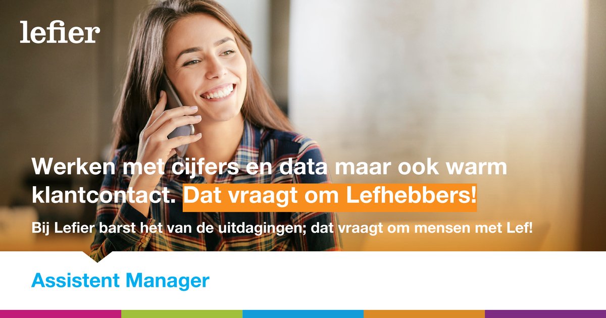 Ben jij nieuwsgierig en resultaatgericht? Kun je boven de dagelijkse praktijk uitstijgen? En ben je in staat om op een ondernemende en klantgerichte wijze klachten over Lefier af te handelen? Dan zijn wij op zoek naar jou

Interesse? Check onze website via lefier.nl/vacatures