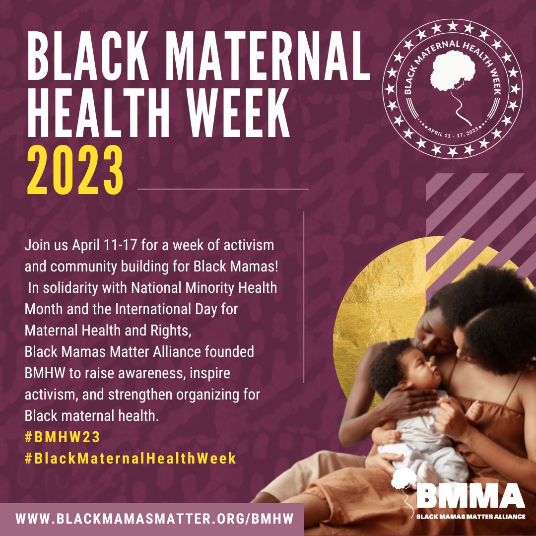 BlkMamasMatter's tweet photo. #ICYMI BMMA hosted the #BMHW23 National Call on Feb. 8, 2023 to discuss how everyone can get involved in this annual, nationally recognized, #publichealth campaign! Check out the recording here https://t.co/xf87fz94DD 

#BMHW23 #BlackMaternalHealthWeek #BlackMamasMatter https://t.co/5ZLdIgEOxu