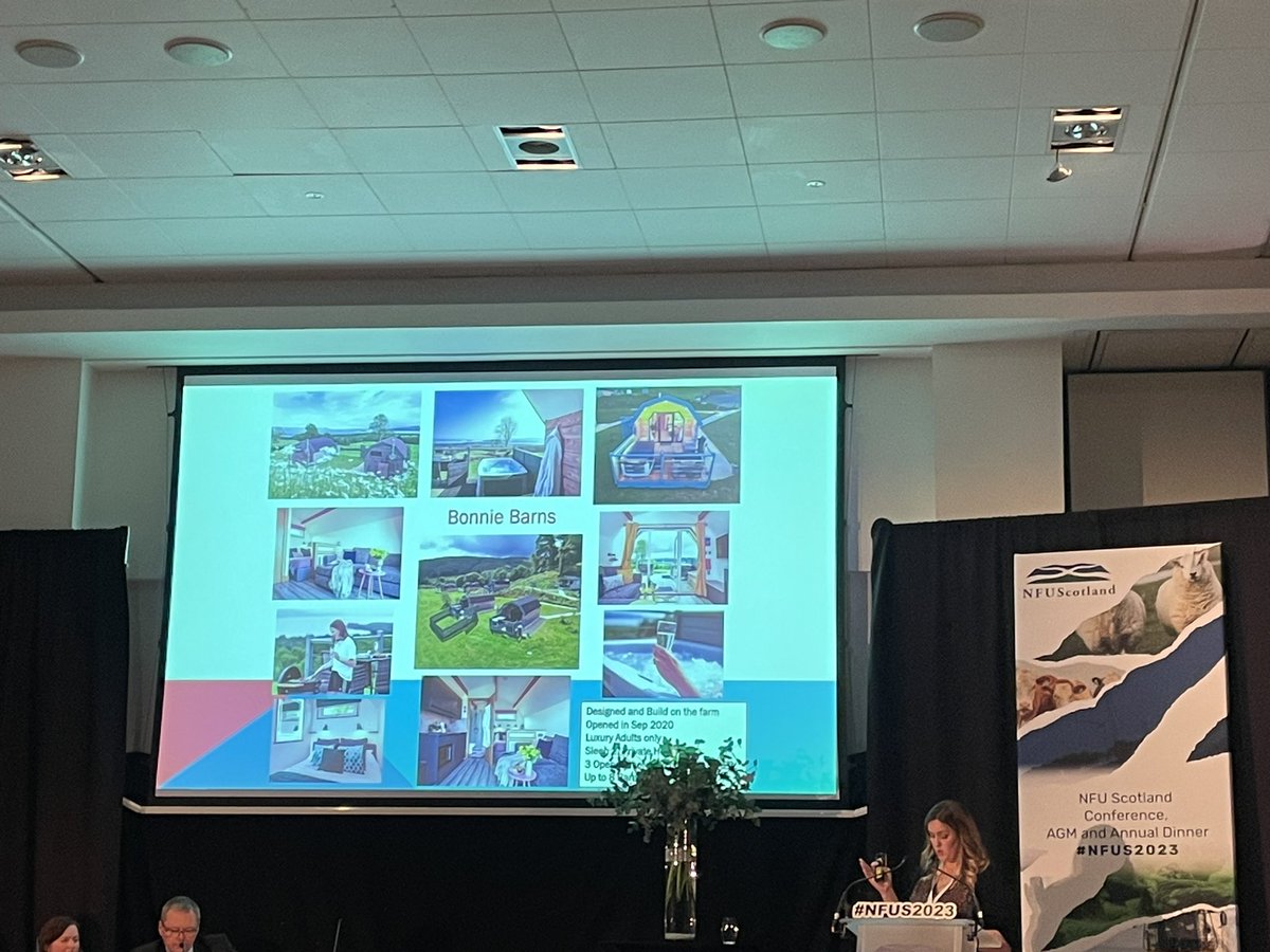<a href="/Lennoxoflomond/">Lennox of Lomond</a> Kay Wilson second #agritourism speaker at <a href="/NFUStweets/">NFU Scotland</a> conference sharing that 1.6 million visitors to Scottish farms in 2020/21 in a covid year when businesses closed for months. Key way to engage the public with food and farming #NFUS2023