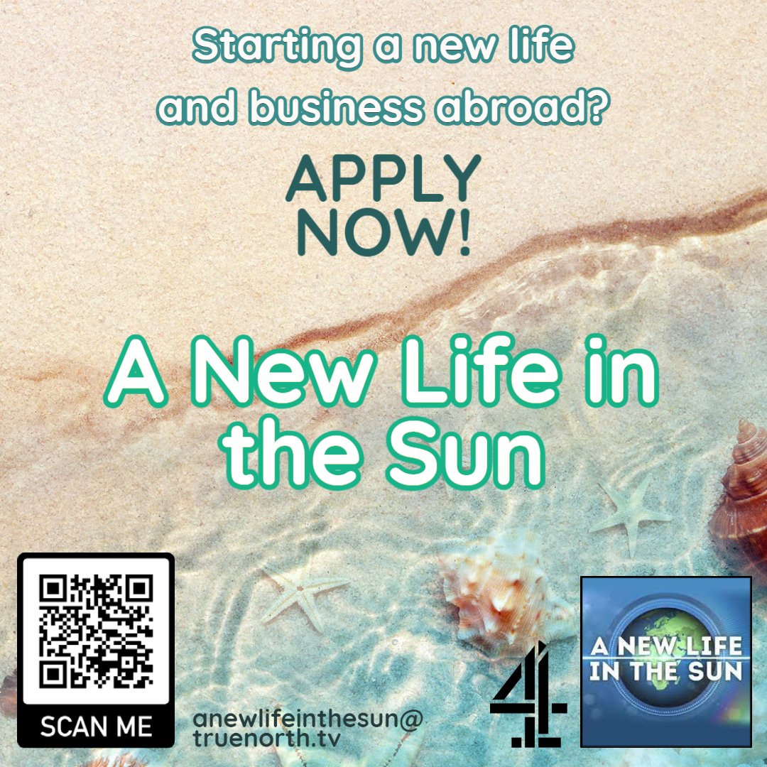 Are you starting a new life &amp; business in Spain, Italy, France, Portugal or Bulgaria? ✈️ 
APPLY NOW FOR SERIES 9! 📺
Link: forms.office.com/e/teQF8twCWR
Email: anewlifeinthesun@truenorth.tv 💌
#anewlifeinthesun #channel4 #tvcastinguk