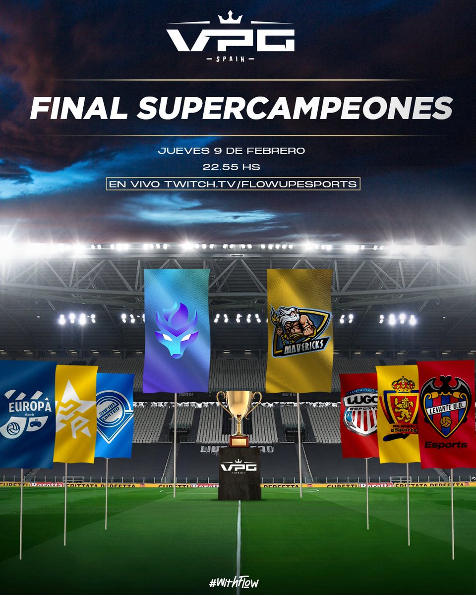 🏆 𝗙𝗜𝗡𝗔𝗟 𝗦𝗨𝗣𝗘𝗥𝗖𝗔𝗠𝗣𝗘𝗢𝗡𝗘𝗦 𝗩𝗣𝗚 🏆
8 Equipos / 2 Finalistas / 1 SUPERCAMPEÓN 

⏰ 22:55
<a href="/FlowUPeSports/">FlowUP eSports</a> 🆚 <a href="/MV3United/">Mav3ricks Esports Club</a> 

Vívelo en directo en ➡️ twitch.tv/flowupesports