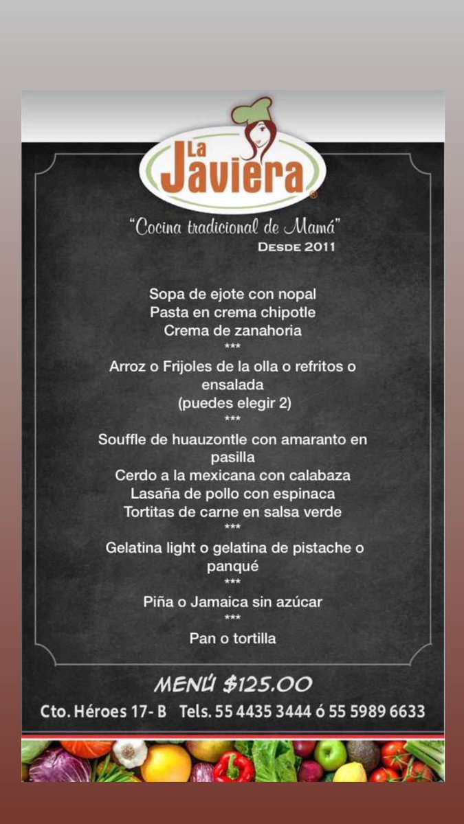 LaJaviera_rest's tweet photo. Que pasen un gran día!!!
#MenuDelDia #ComidaCorrida #AntojitosMexicanos #Taquizas #ServicioADomicilio #CDSatelite #Restaurante #Comida #Deli #Desayunos #FelizJueves https://t.co/LqlC7hVdKw