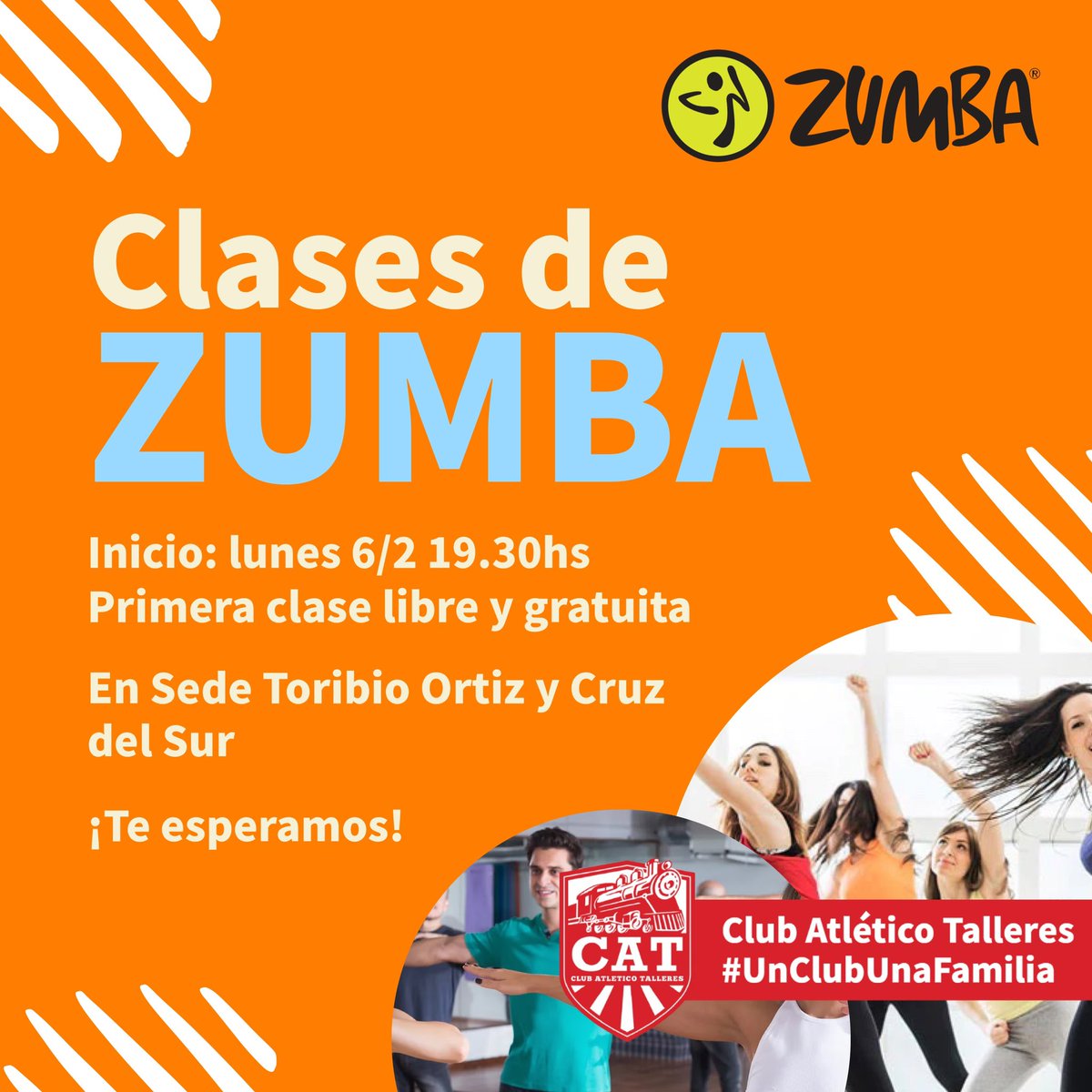 ¡Volvieron las clases de Zumba! 😀

No te podés perder esta excelente actividad. Mandanos un whatsapp al 3434535029 y sumate 💪

¡Te esperamos! 💃🏼🕺

#ClubAtléticoTalleres #UnClubUnaFamilia